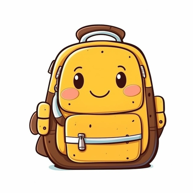 Cartoon-Rucksack mit einem Lächeln generativ ai