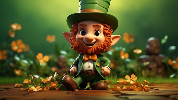 Cartoon St Patrick's Day un día de orgullo para Irlanda 17 de marzo estilo 3D IA generativa