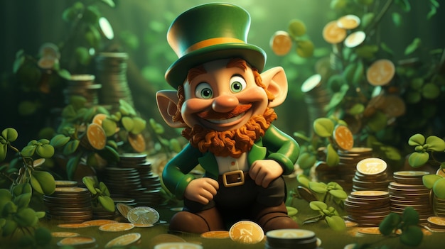 Cartoon St. Patrick's Day ein Tag des Stolzes für Irland 17. März 3D-Stil Generative KI