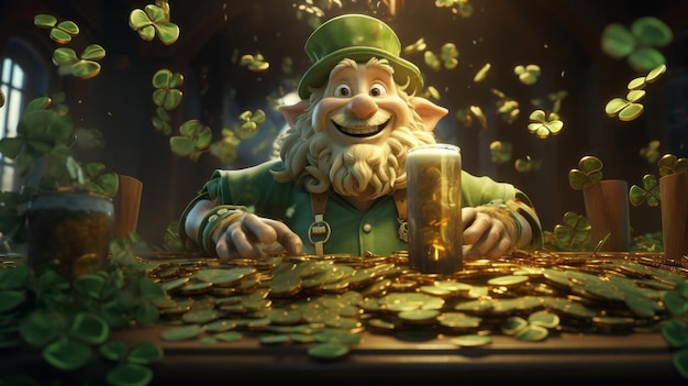 Cartoon St. Patrick's Day um dia de orgulho para a Irlanda 17 de março estilo 3D IA generativa