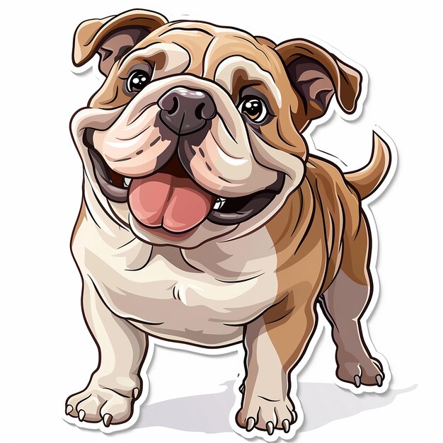 Cartoon Style Bulldog Sticker Com fundo branco