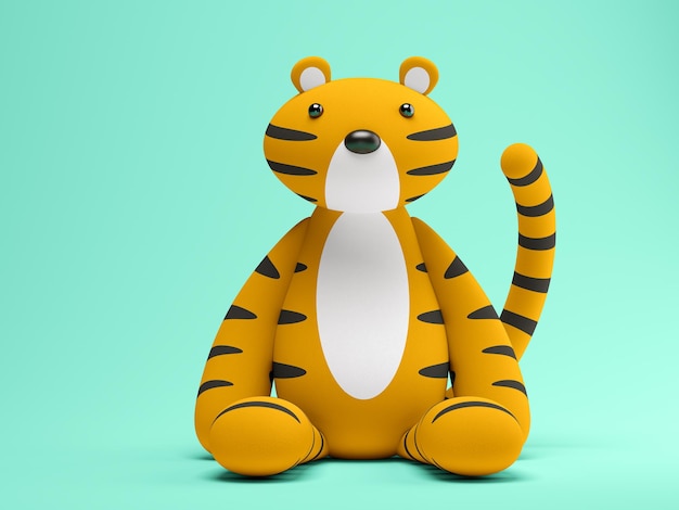 Cartoon-Tiger isoliert auf blauem Hintergrund 3D-Rendering