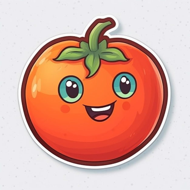 Foto cartoon-tomate mit einem glücklichen gesicht generativ ai