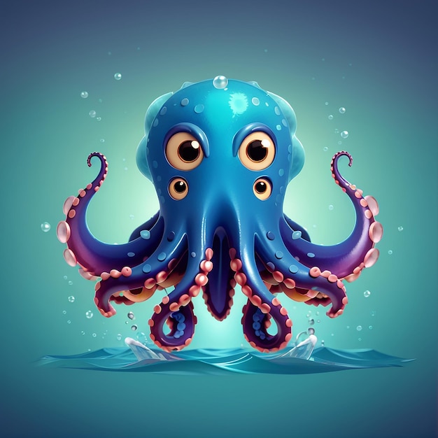 Foto cartoon vector cute angry octopus ilustração animal nature icon concept isolado premium vector flat cartoon estilo