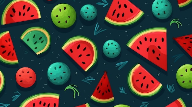 Cartoon-Wassermelonen-Symbol auf weißer Illustration Generative KI