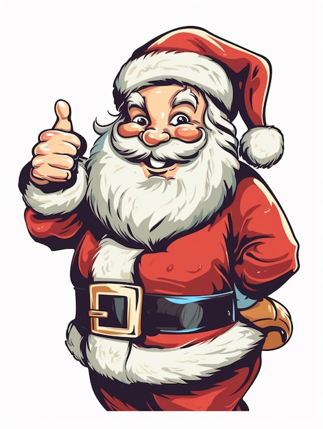 Cartoon-Weihnachtsmann, der mit seiner Hand einen Daumen nach oben zeigt generative KI