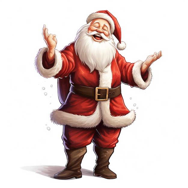 Foto cartoon-weihnachtsmann mit bart und rotem anzug generativ ai