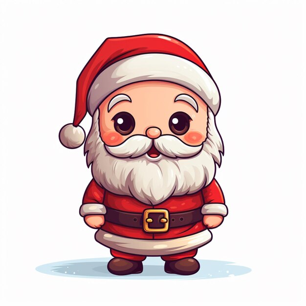 Cartoon-Weihnachtsmann mit Bart und rotem Hut generativ ai