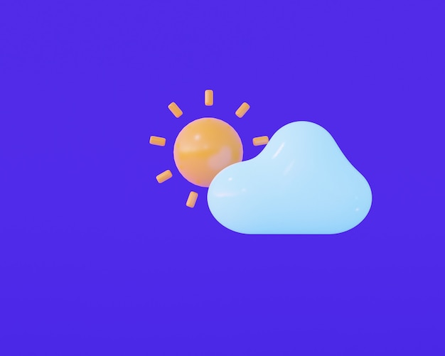 Cartoon-Wolken mit Sonne 3D-Rendering