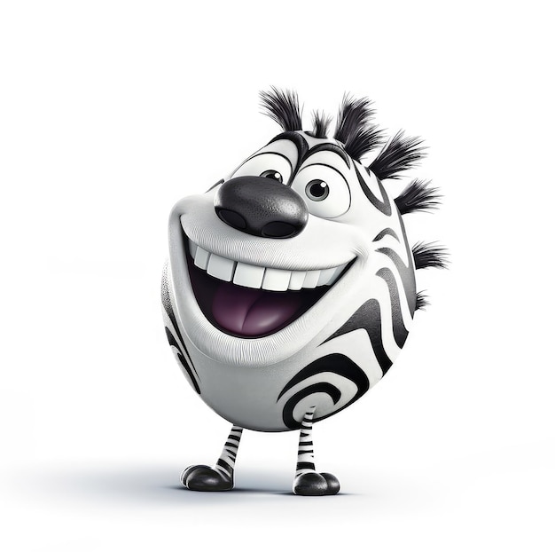 Cartoon-Zebra-Maskottchen-Smiley-Gesicht auf weißem Hintergrund