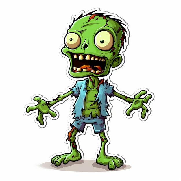 Cartoon Zombie Sticker Uhd Imagem com estilo de arte de quadrinhos