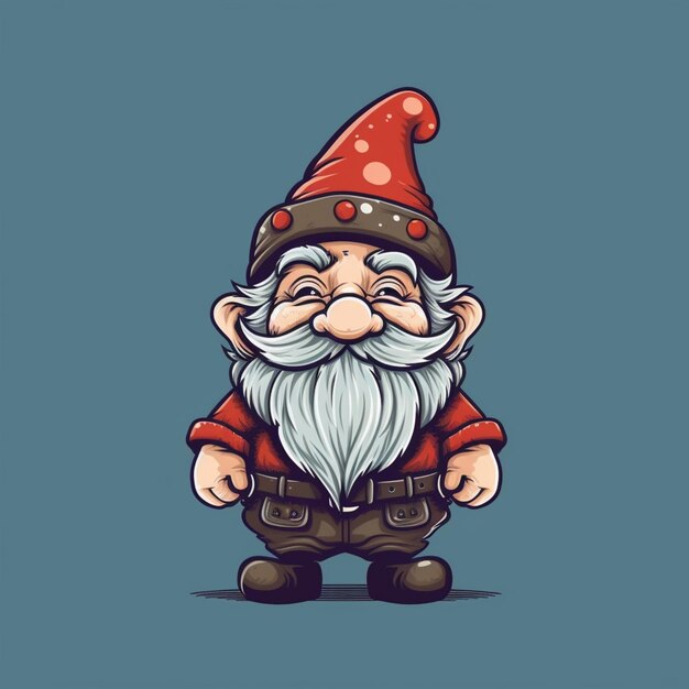 Cartoon-Zwerg mit langem Bart und generativer KI mit rotem Hut