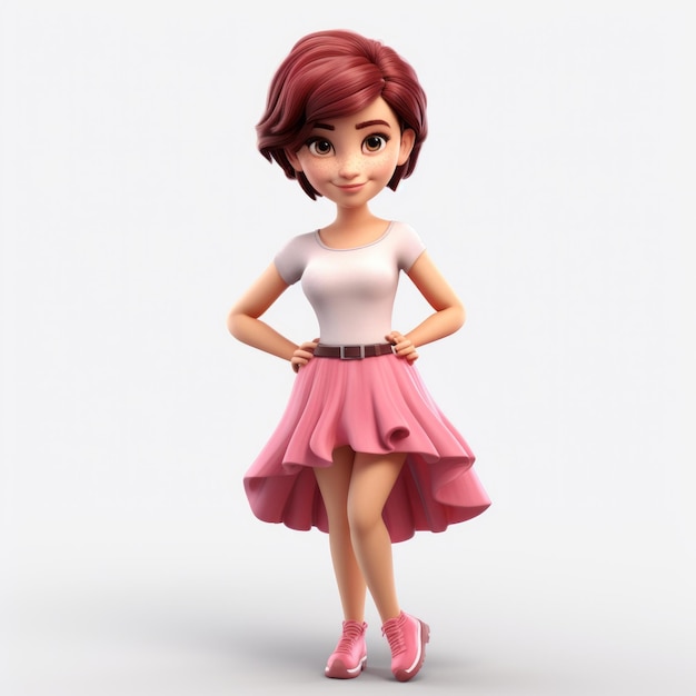 Cartoonish 3D-Figur mit rosa Rock Hd Whitcombgirls Design