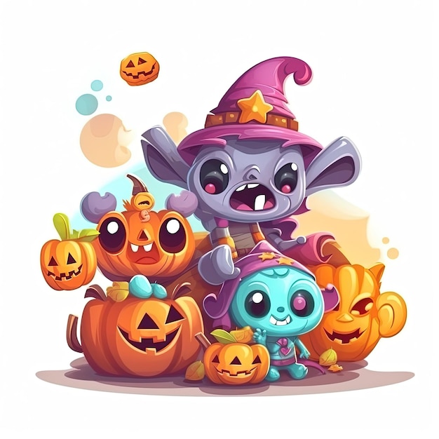 Cartoons de Halloween conhecem um elenco brincalhão de personagens assustadores e coloridos