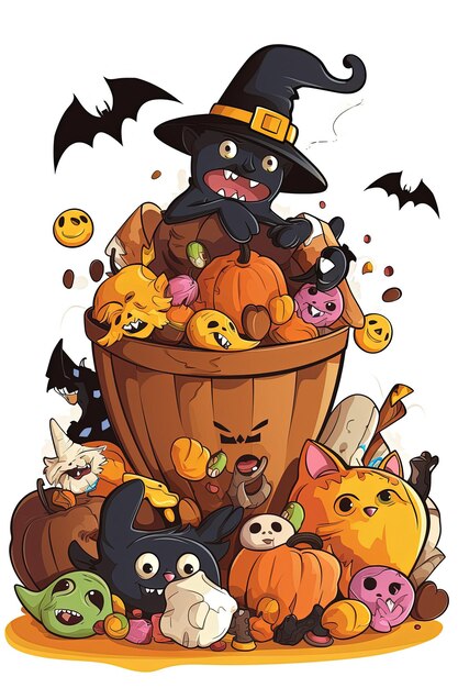 Cartoons de Halloween conhecem um elenco brincalhão de personagens assustadores e coloridos