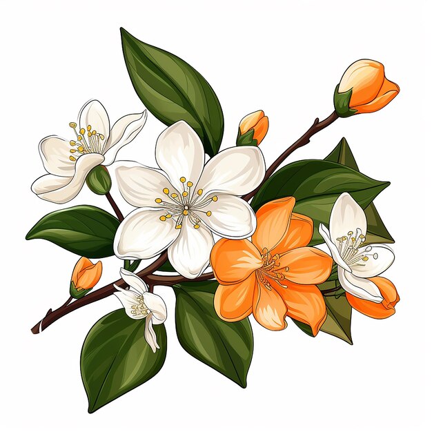 CartoonStyle Orange Jasmine Perfekt ausgeglichen und schön