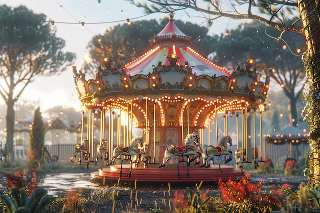 Foto caruséis vintage caprichosos em parques de diversões