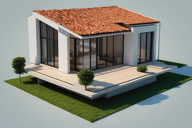 Casa 3d aislada moderna