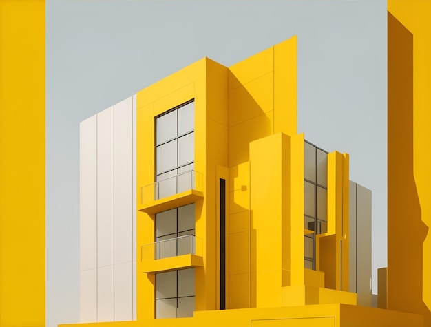 casa 3d amarilla moderna