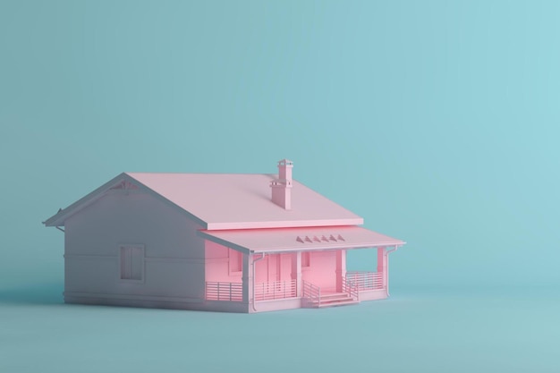 Casa amarilla en 3D