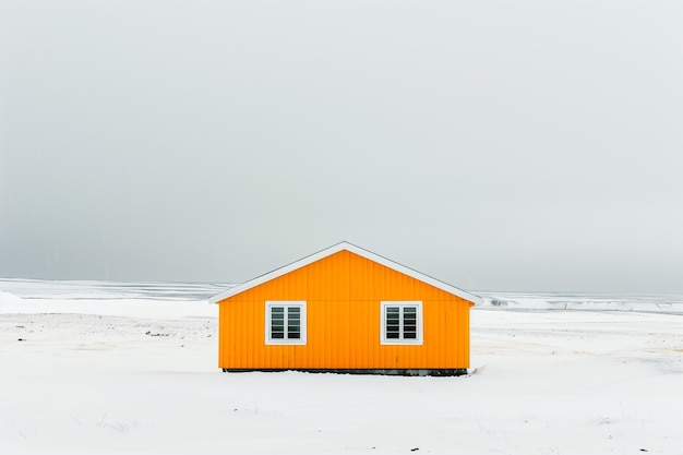 Foto una casa amarilla está de pie en la nieve