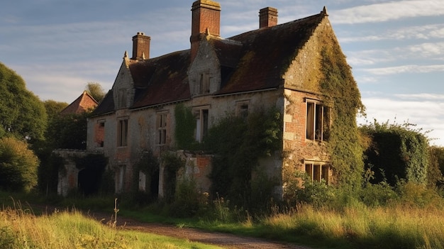 Una casa antigua en el campo