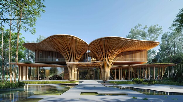 Foto una casa de árbol con una estructura de madera que tiene un árbol en ella