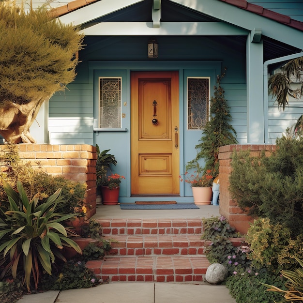 Foto casa con un árbol en flor