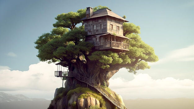 Casa en un árbol grande