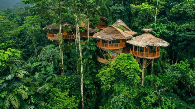 una casa de árbol en el medio de la jungla