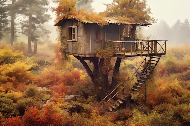 La casa del árbol de un niño abandonada