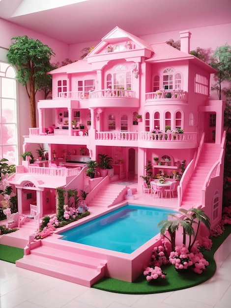 casa de barbie con piscina