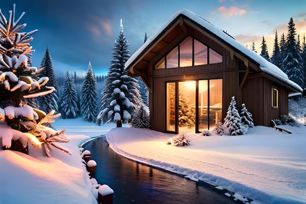 casa en campo de nieve