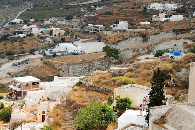 Casa en campo vista superior La isla de Santorini