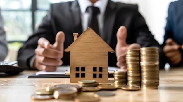 una casa con una casa en la parte superior de ella