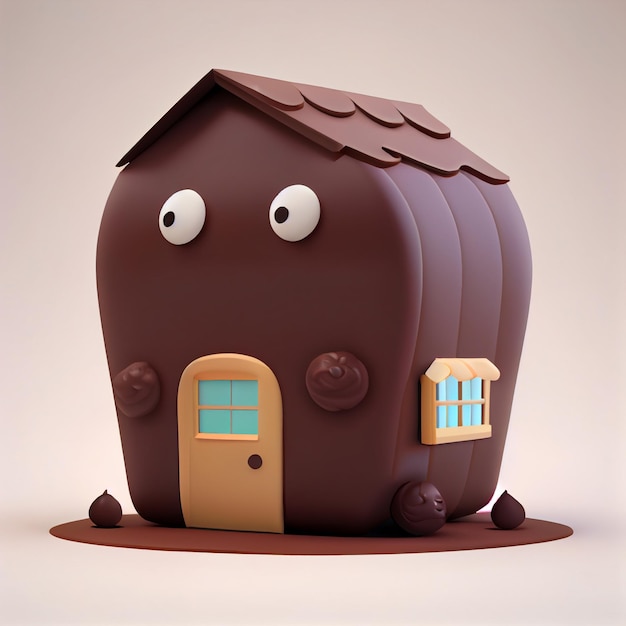 Casa de chocolate linda casa dulce 3d render ilustración