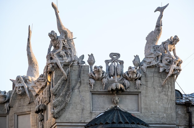 Casa com quimeras ou Horodecki Casa no centro de Kyiv Vista superior da capital da Ucrânia Construída durante 19011902 arquiteto Wladyslaw Horodecki escultor Emilio Sala Estilo Art Nouveau