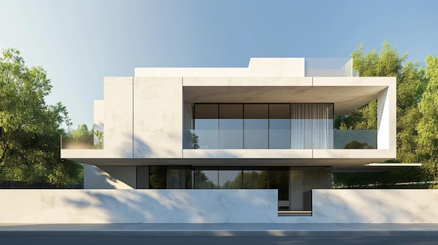 casa com uma fachada leve Casa em mármore branco Arquitetura moderna Generative Ai