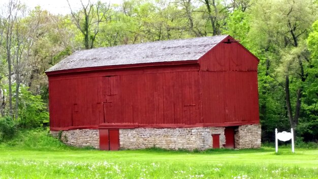 Foto casa contra los árboles en el campo