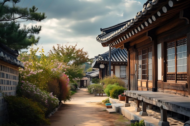 Foto casa coreana na antiga área histórica