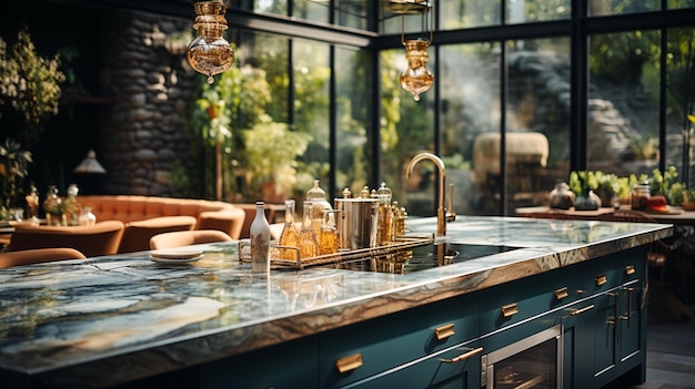 casa cozinha quarto beleza decorada com vidro e aço