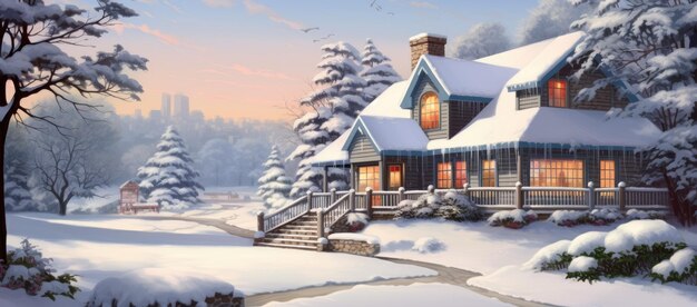 Foto una casa cubierta de nieve