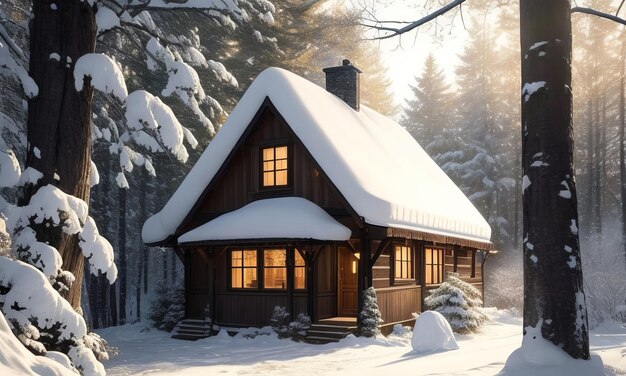 Casa cubierta de nieve