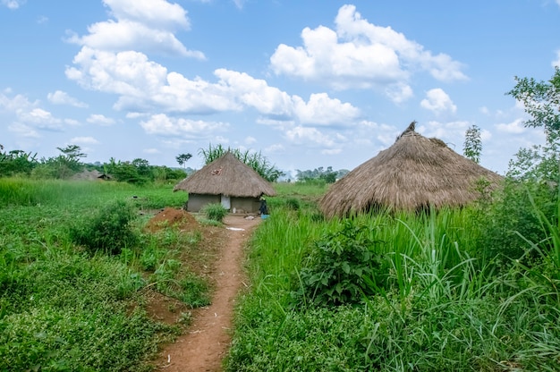 Casa de aldeia tradicional em uganda áfrica uganda