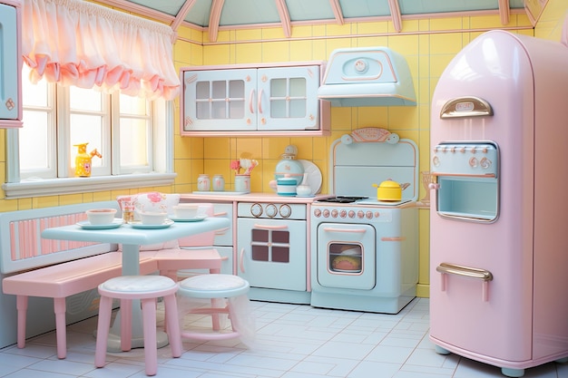 Pastel, Cozinhas De Brinquedo, De Cor Rosa E Branca Jogos Para Raparigas No  Centro De Entretenimento Ou Em Casa Tempo Livre Para Imagem de Stock -  Imagem de divertimento, prateleira: 143690583