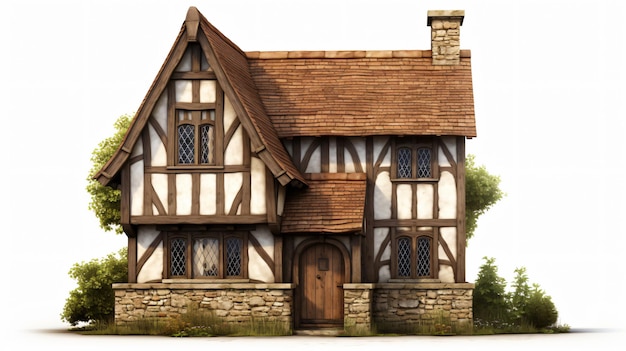 Foto casa de campo inglesa estilo tudor isolada em fundo branco