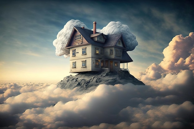 casa de campo sobre as nuvens