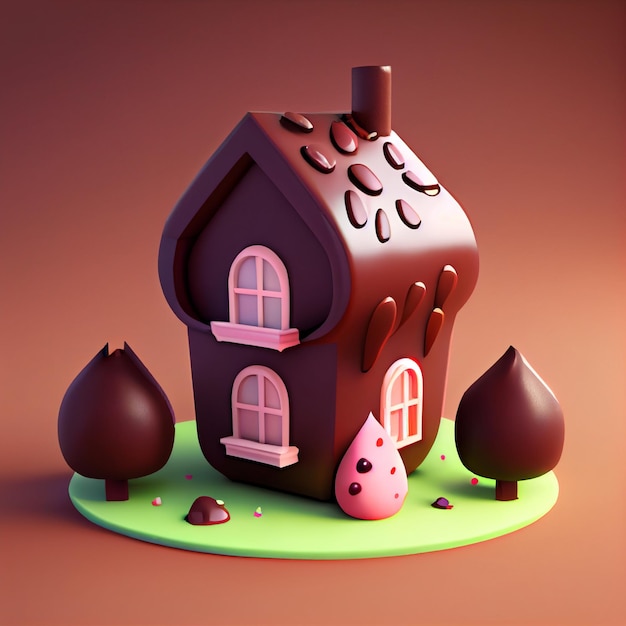 Foto casa de chocolate linda casa doce ilustração de renderização 3d