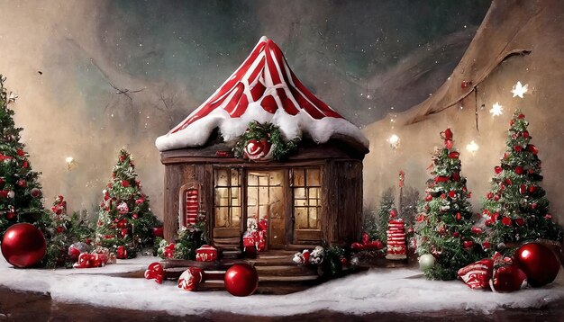 Casa de doces de Natal fundo de estúdio de fotos fundo de ano novo fundo de doces
