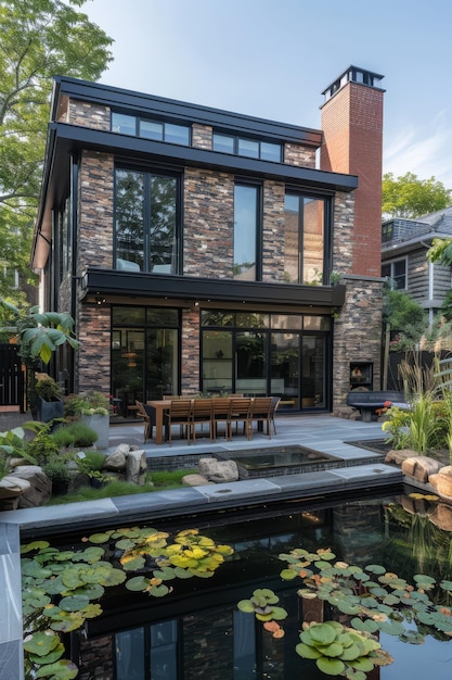 Casa de luxo moderna com piscina e jardim